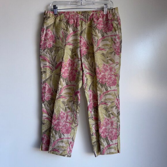 J.JILL Floral Crop Linen Pants Size Petite Small - Picture 1 of 11